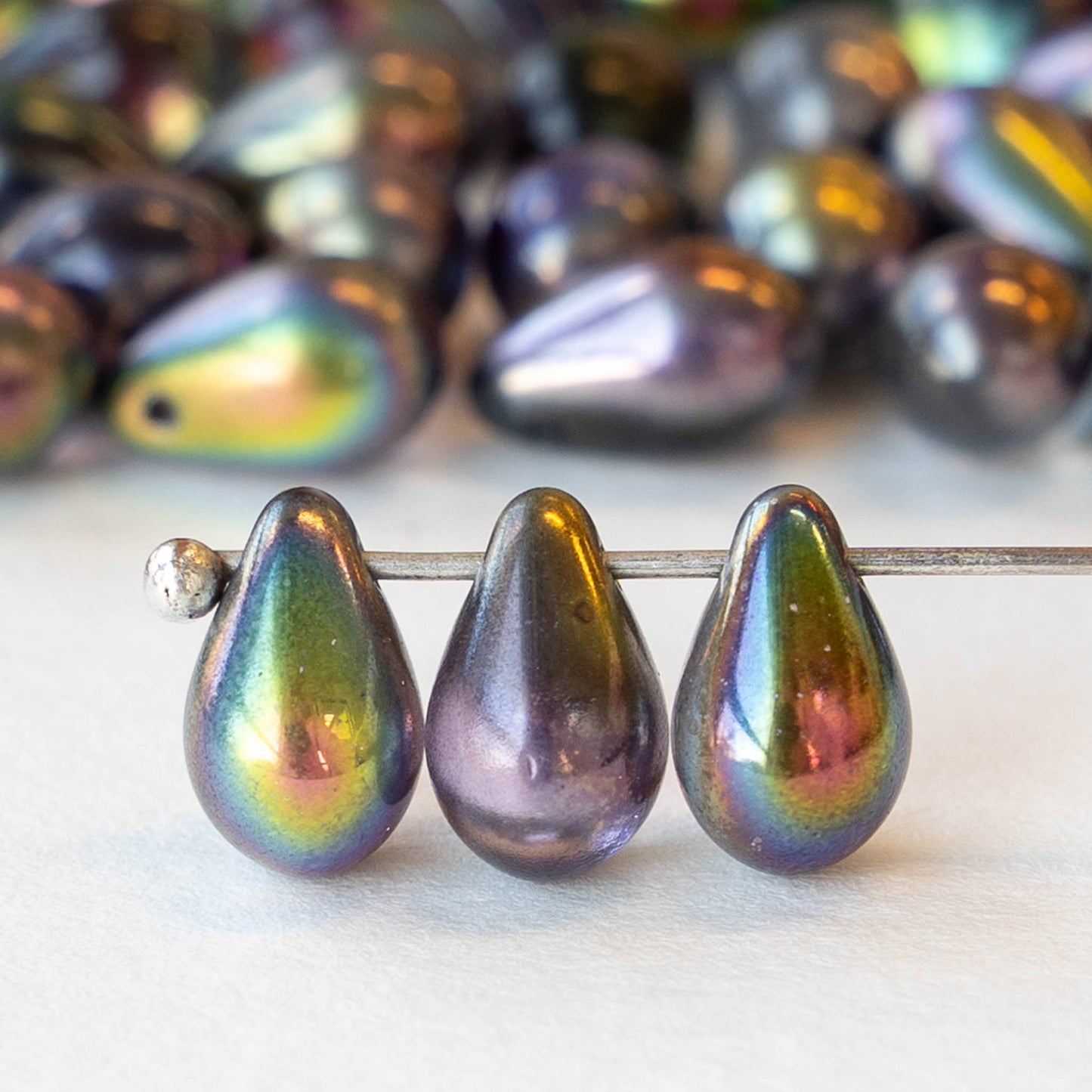 6x9mm Glass Teardrop Beads - Crystal Magic Purple - 25 Beads
