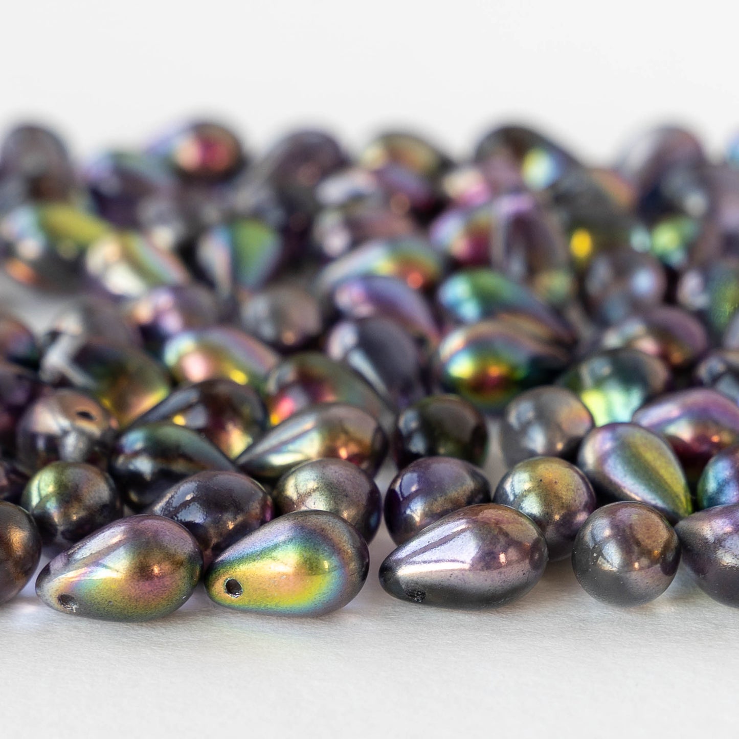 6x9mm Glass Teardrop Beads - Crystal Magic Purple - 25 Beads