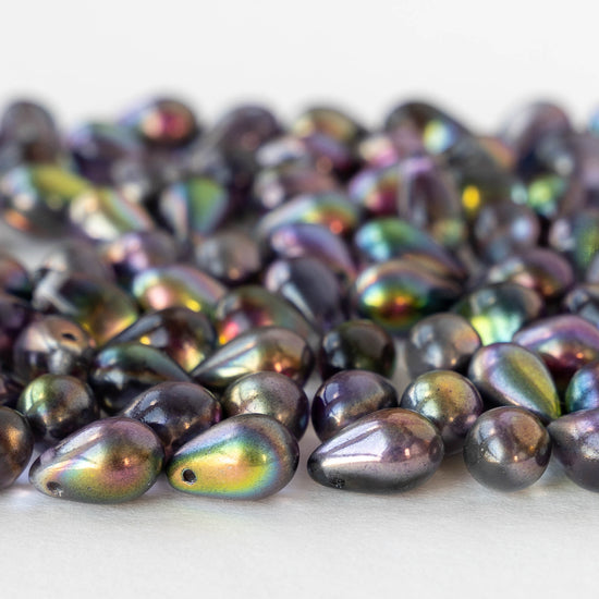 6x9mm Glass Teardrop Beads - Crystal Magic Purple - 25 Beads