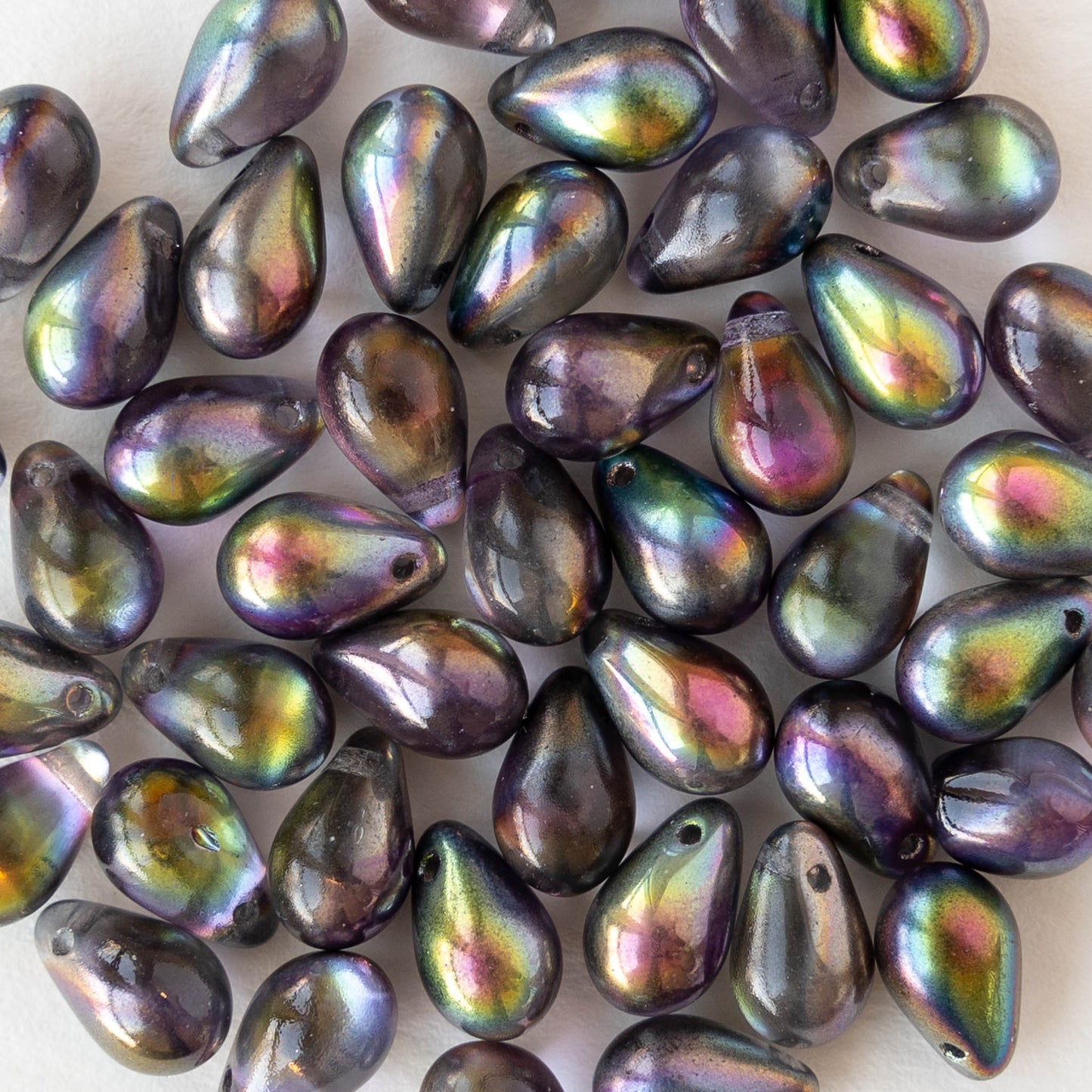 6x9mm Glass Teardrop Beads - Crystal Magic Purple - 25 Beads