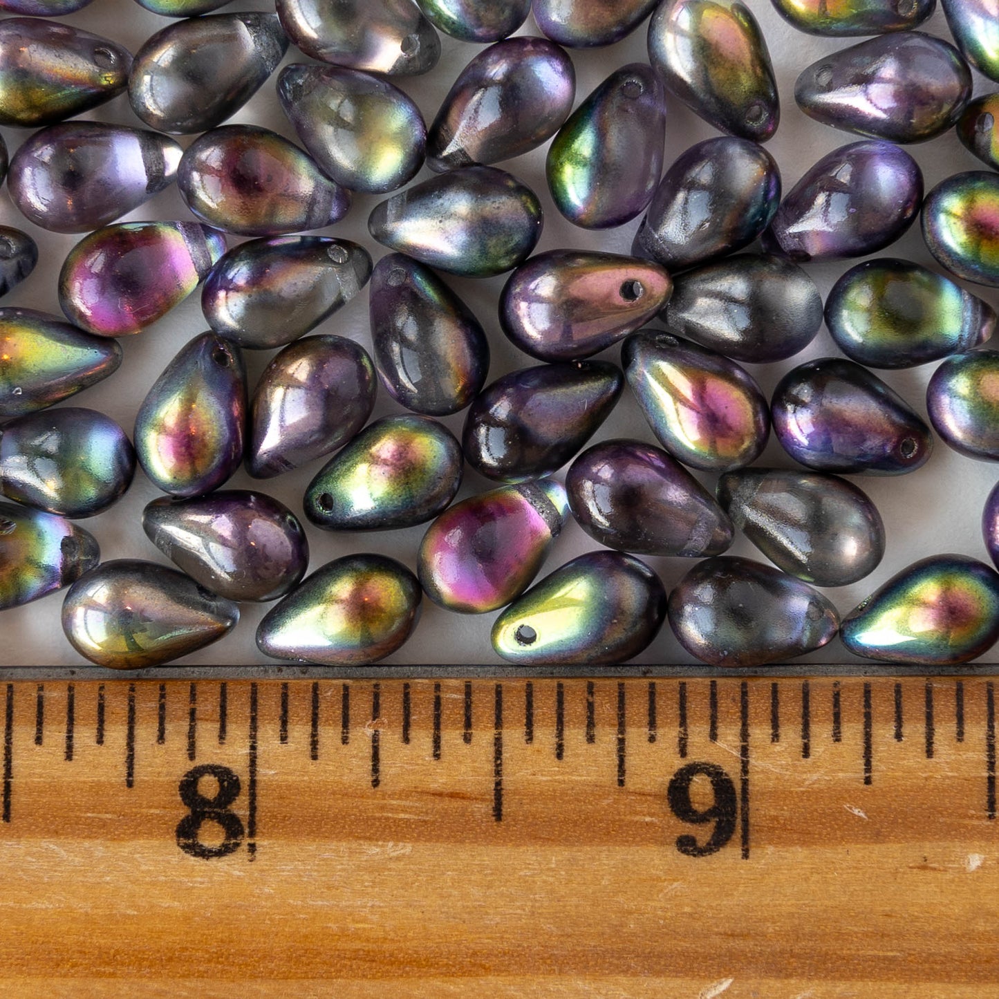 6x9mm Glass Teardrop Beads - Crystal Magic Purple - 25 Beads