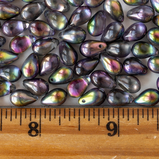6x9mm Glass Teardrop Beads - Crystal Magic Purple - 25 Beads
