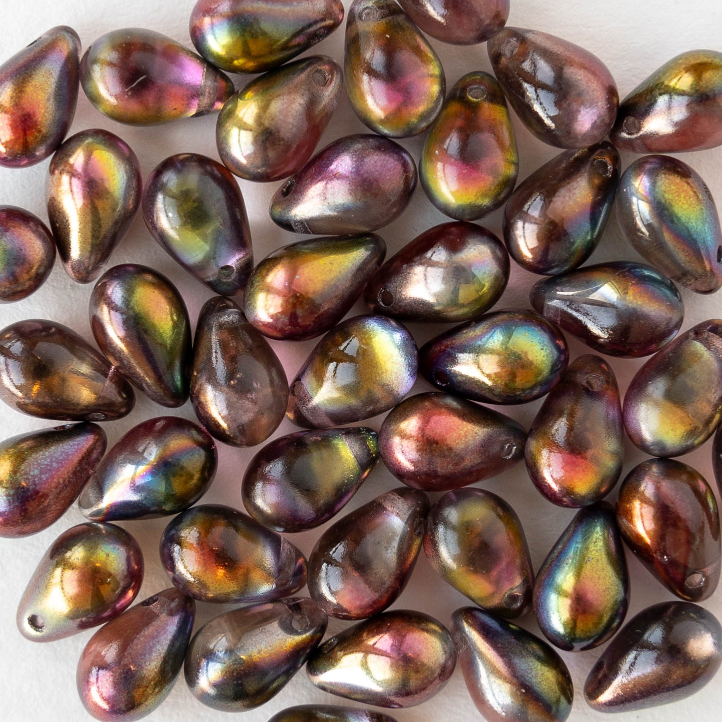6x9mm Glass Teardrop Beads - Crystal Magic Wine - 25 Beads