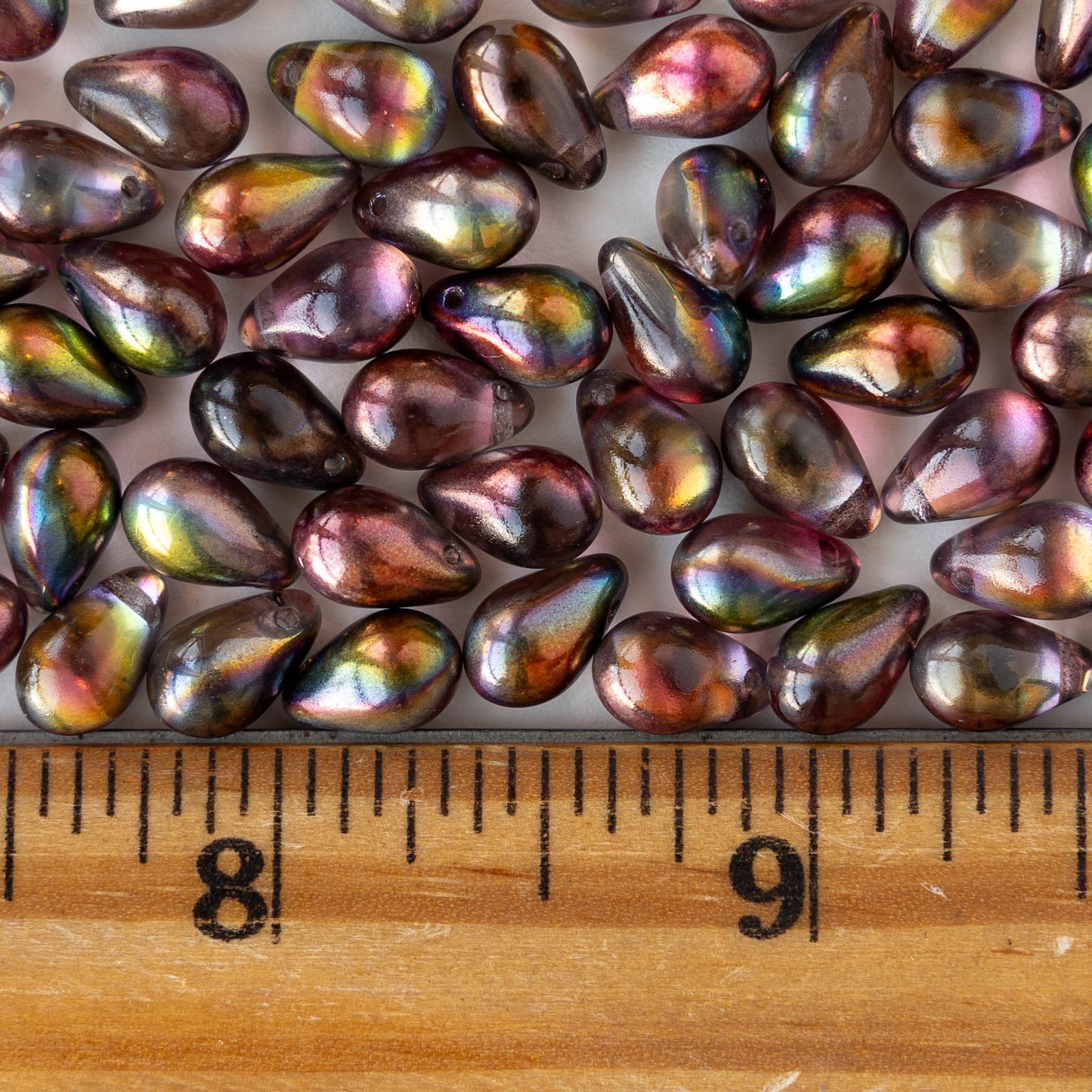 6x9mm Glass Teardrop Beads - Crystal Magic Wine - 25 Beads