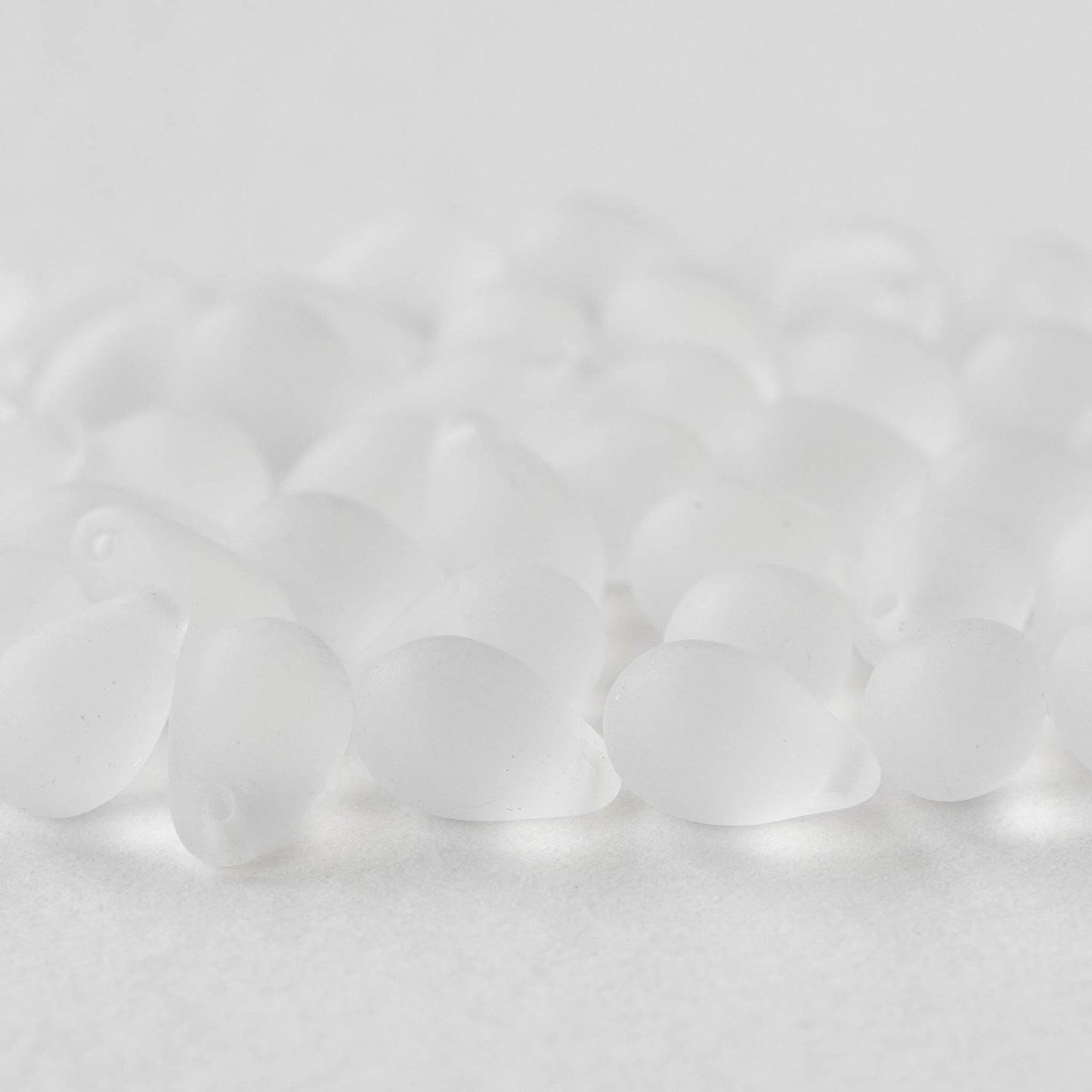 Load image into Gallery viewer, 6x9mm Glass Teardrop Beads - Crystal Matte - 50 Beads
