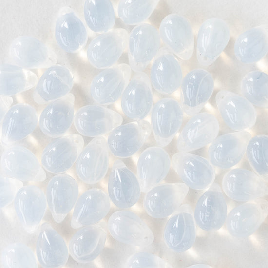 6x9mm Glass Teardrop Beads - Opaline - 50 Beads