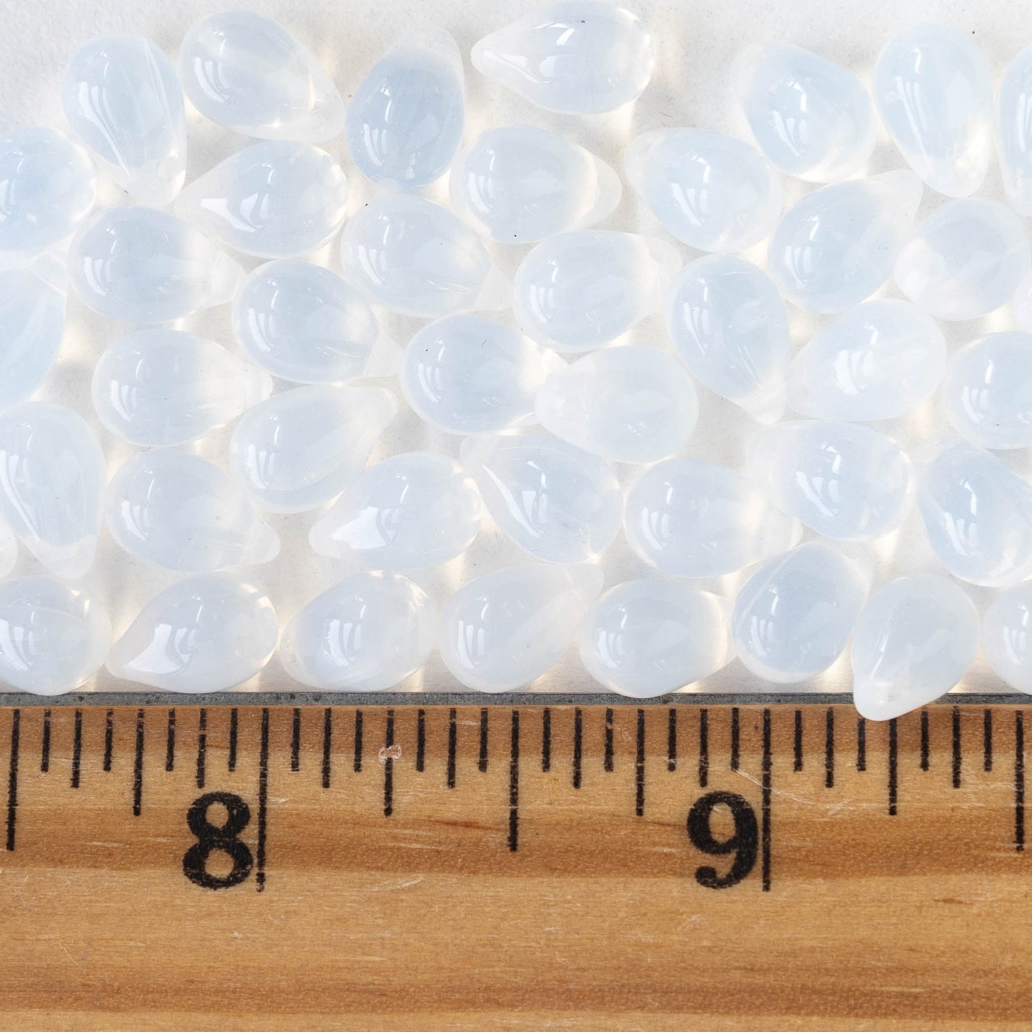 6x9mm Glass Teardrop Beads - Opaline - 50 Beads