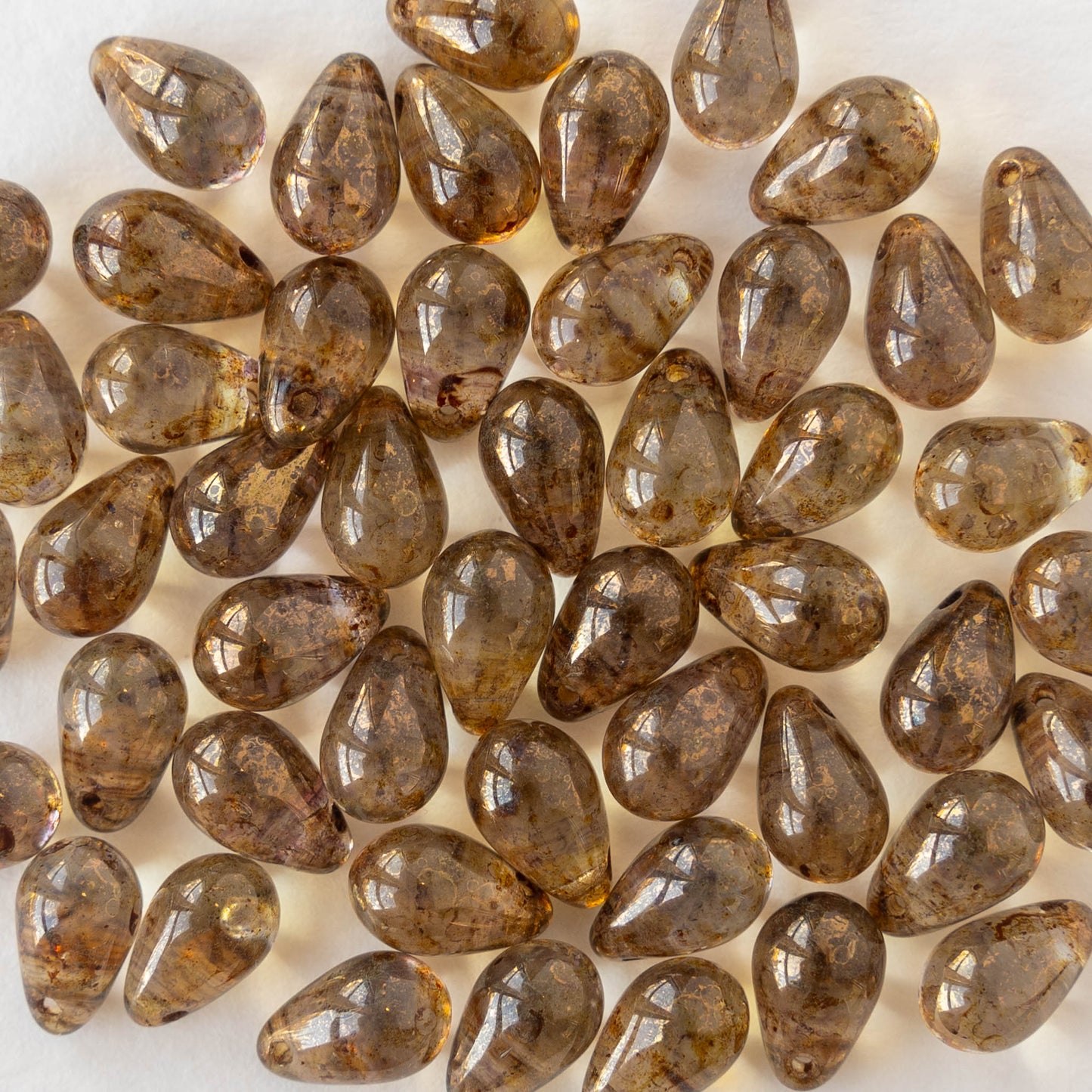 Load image into Gallery viewer, 6x9mm Glass Teardrop Beads - Crystal Picasso - 50 Beads
