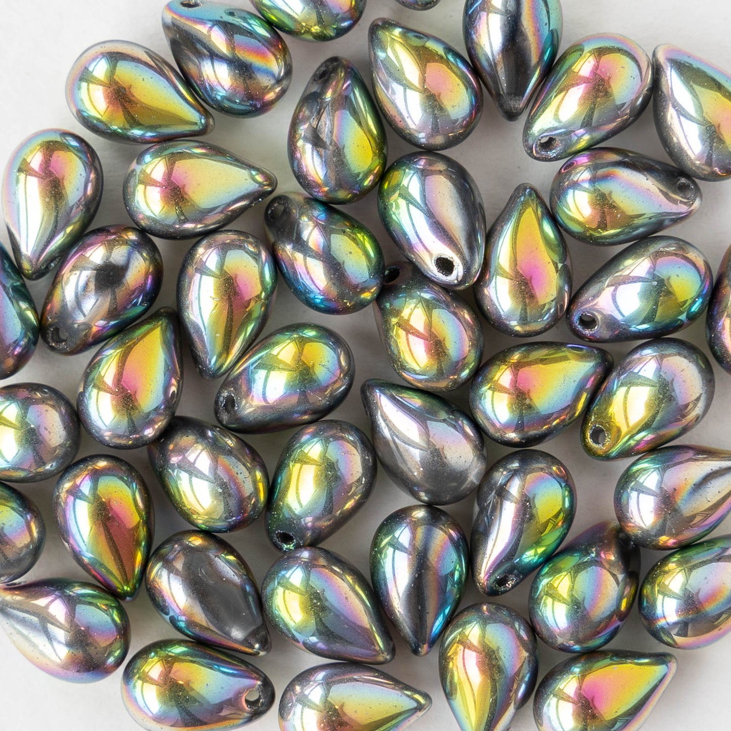 6x9mm Glass Teardrop Beads - Crystal Silver Magic - 30 Beads