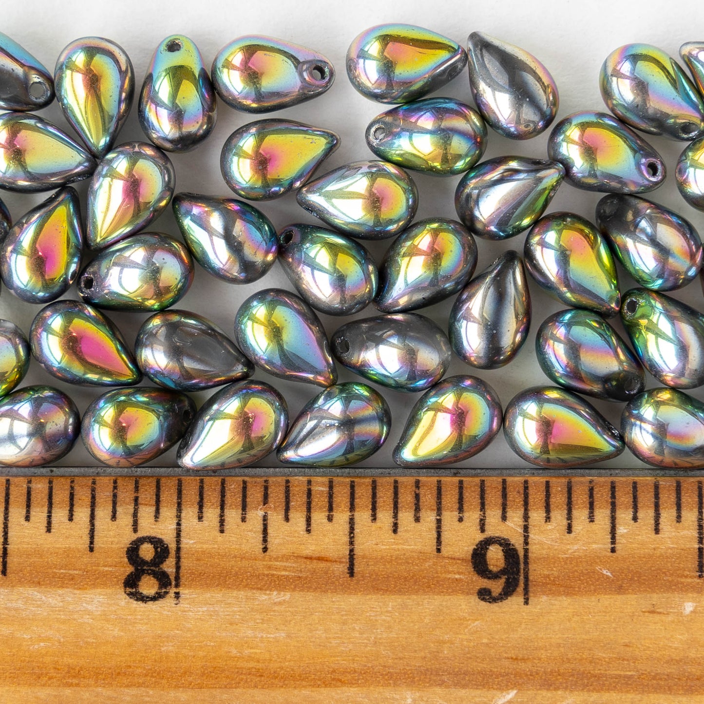 6x9mm Glass Teardrop Beads - Crystal Silver Magic - 30 Beads