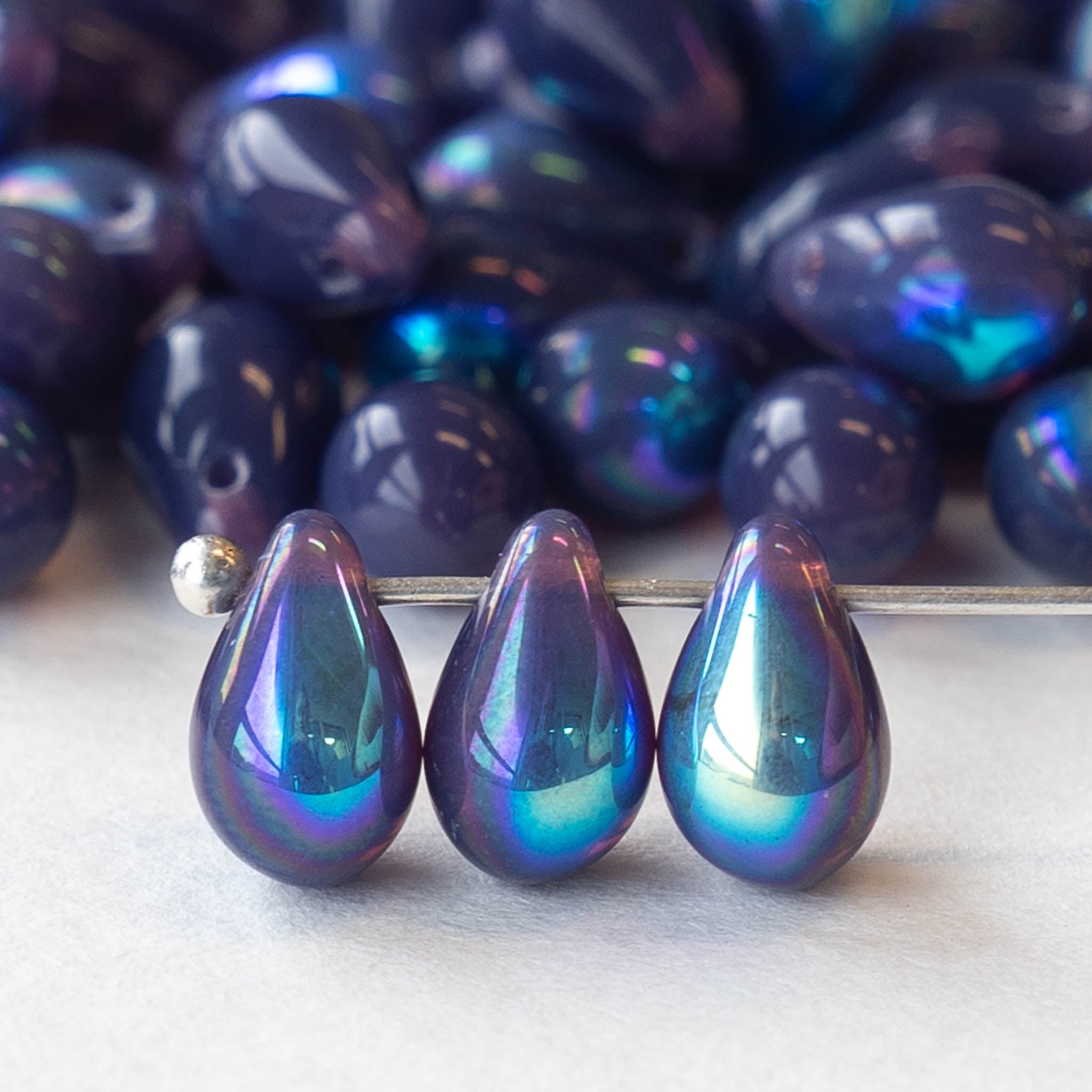 4x6mm Glass Teardrop Beads Light Green Czech Teardrop Beads funkyprettybeads