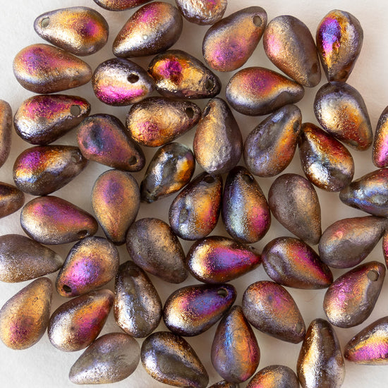 6x9mm Glass Teardrop Beads - Etched Crystal Full Sliperit - 20 Beads