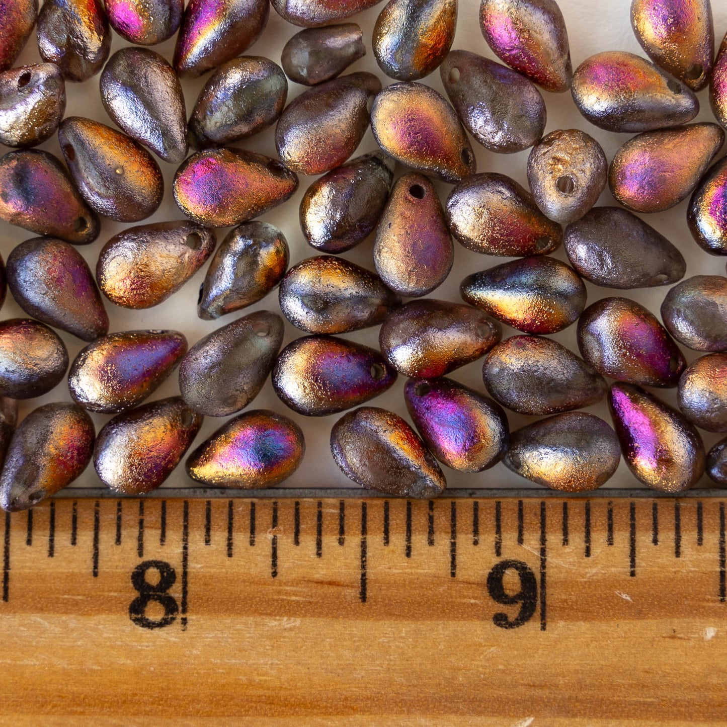 6x9mm Glass Teardrop Beads - Etched Crystal Full Sliperit - 20 Beads