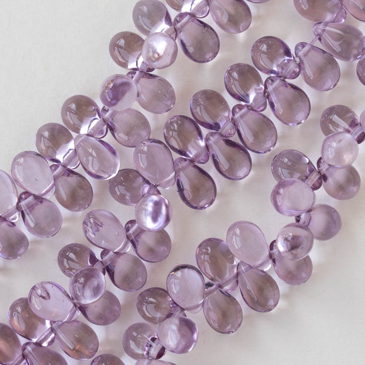 6x9mm Glass Teardrop Beads - Lilac - 60 Beads