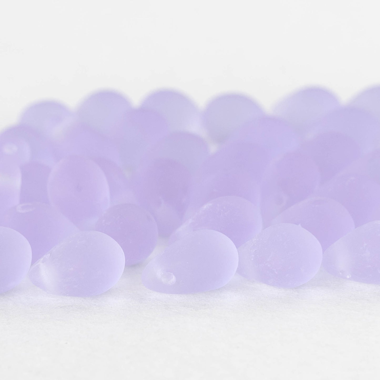 6x9mm Glass Teardrop Beads - Matte Lavender - 50 Beads