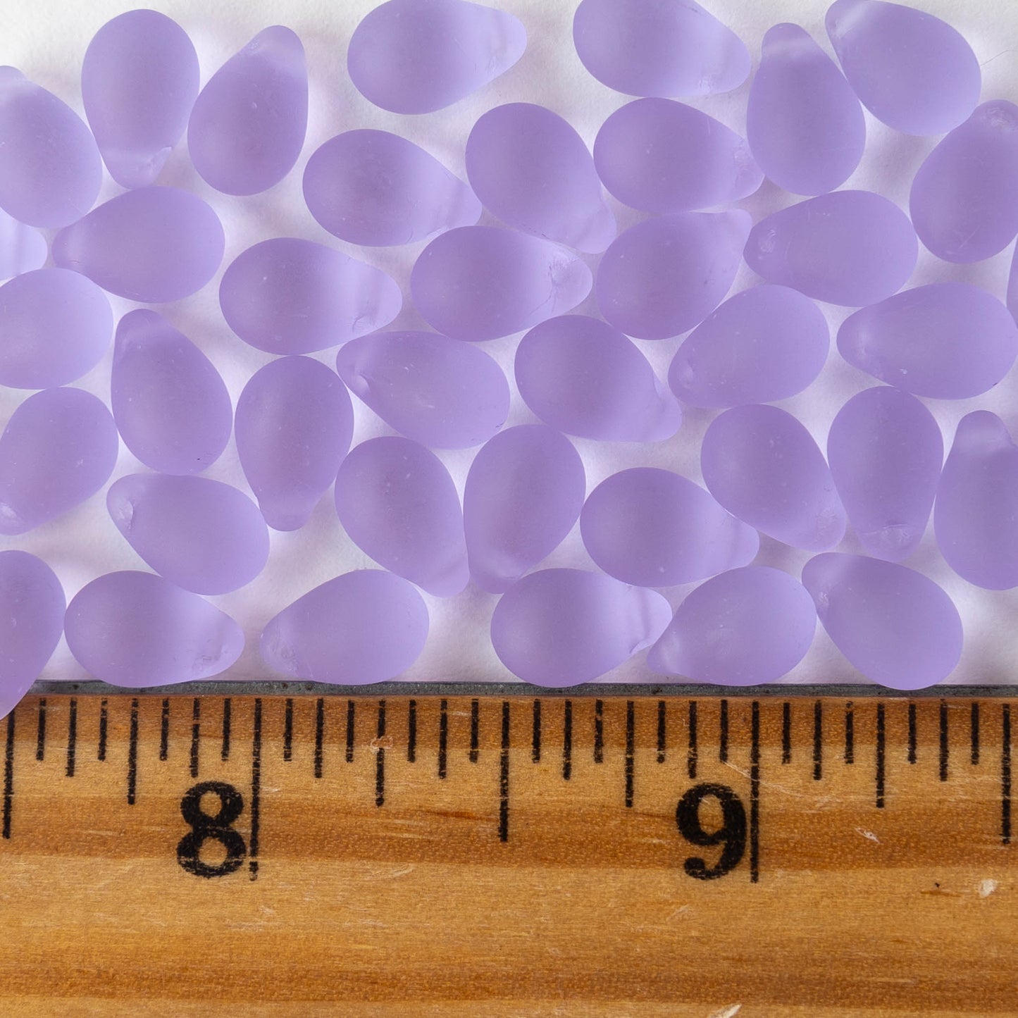 6x9mm Glass Teardrop Beads - Matte Lilac - 25 Beads