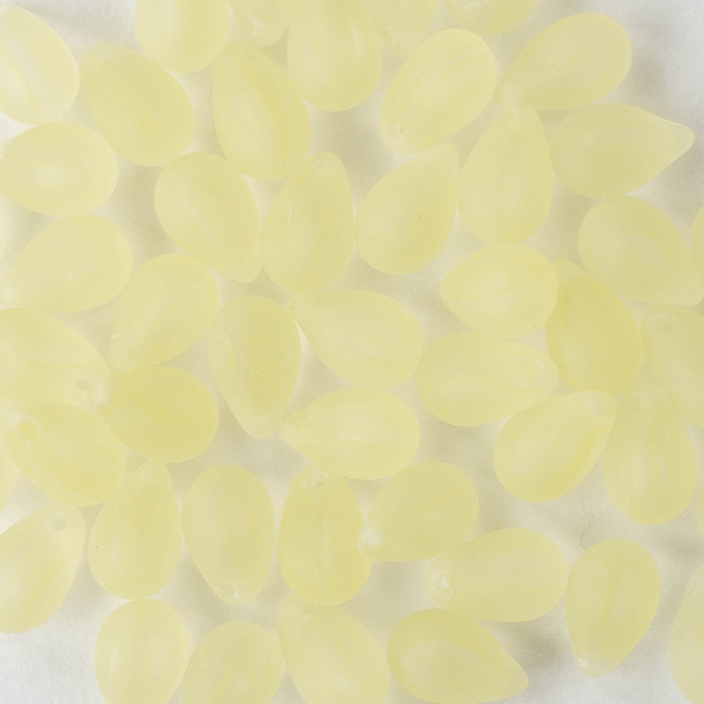 6x9mm Glass Teardrop Beads - Light Jonquil Yellow Matte - 30 Beads