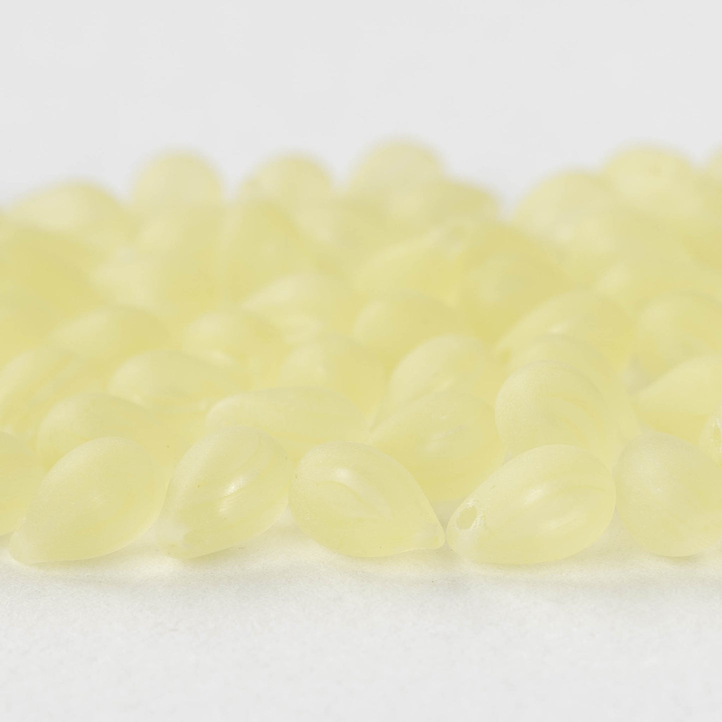 6x9mm Glass Teardrop Beads - Light Jonquil Yellow Matte - 30 Beads