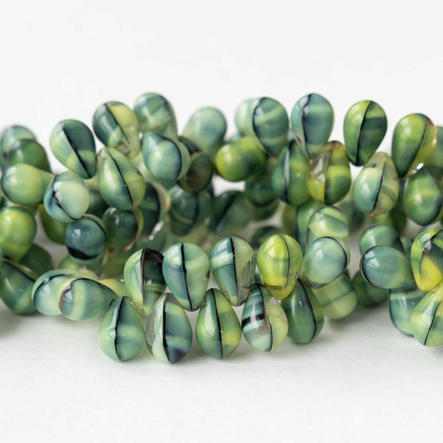 6x9mm Glass Teardrop Beads - Yellow Tiger's Eye - 25 Beads