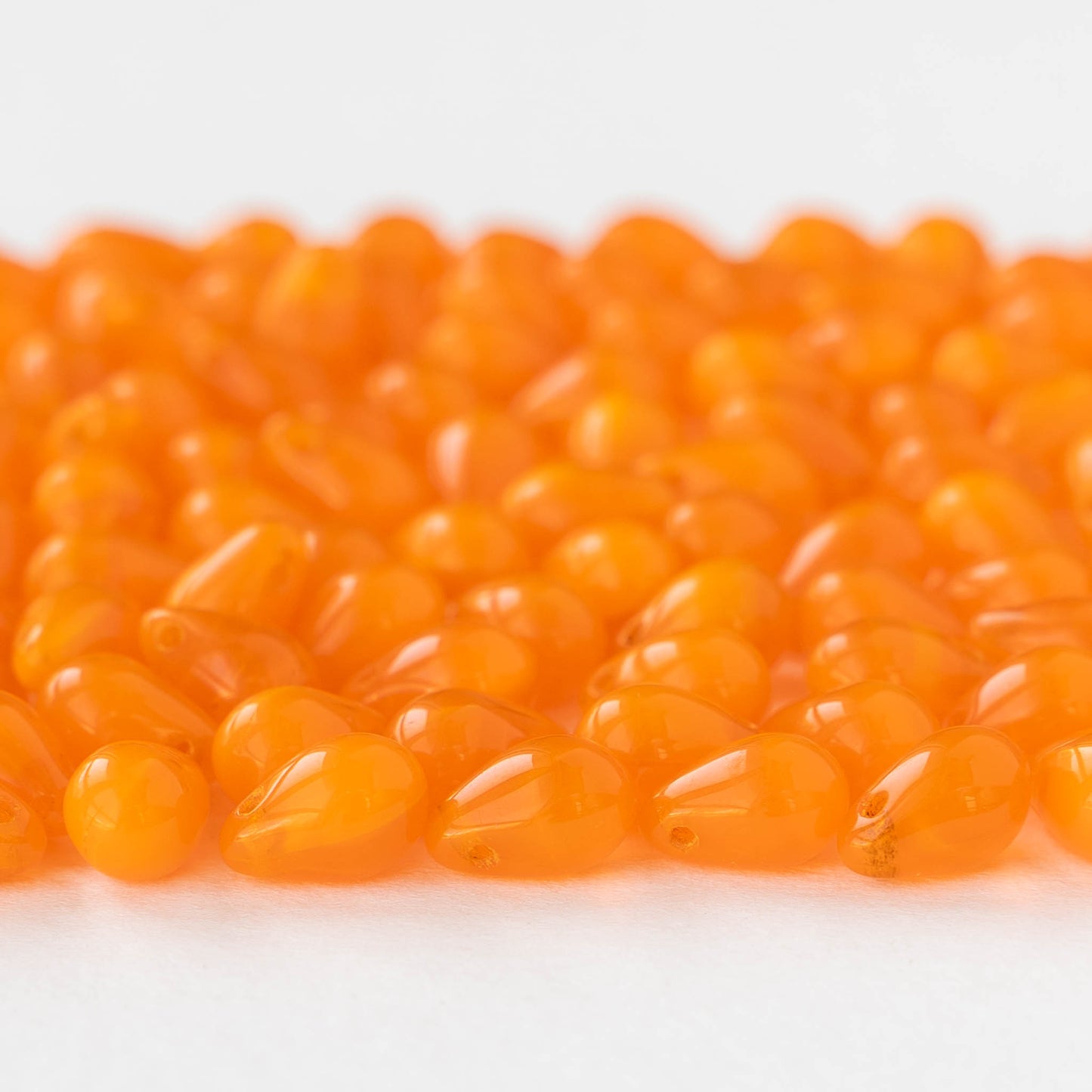 6x9mm Glass Teardrop Beads - Orange - 40 Beads