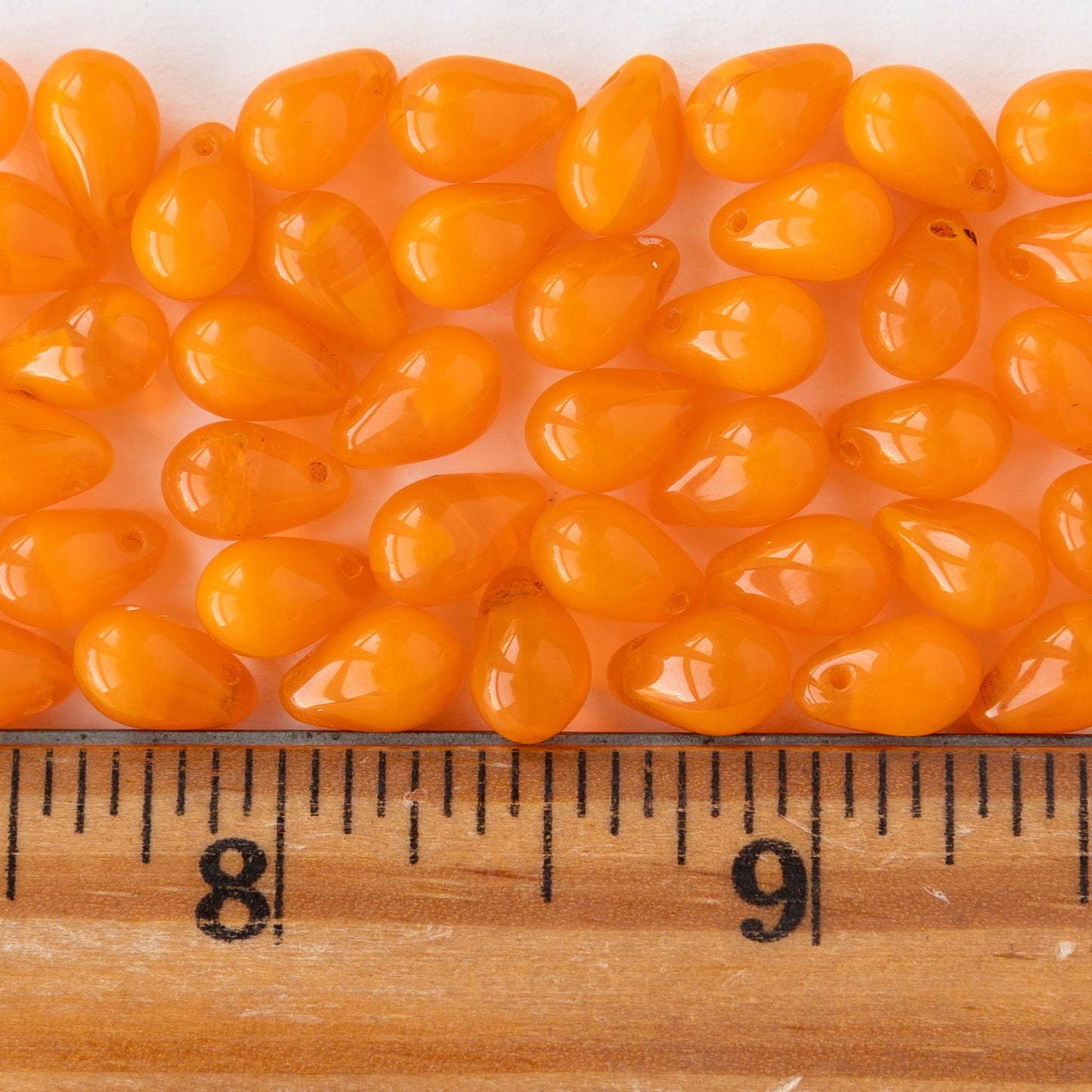 6x9mm Glass Teardrop Beads - Orange - 40 Beads