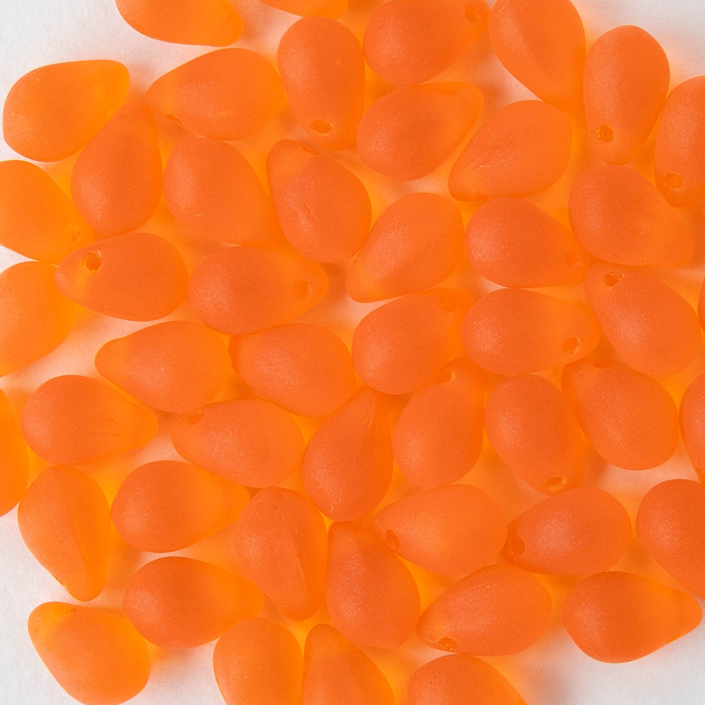 6x9mm Glass Teardrop Beads - Matte Orange - 30 Beads