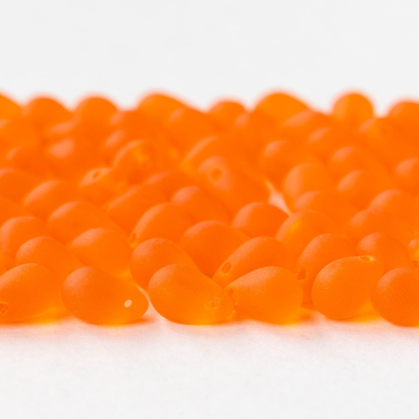 6x9mm Glass Teardrop Beads - Matte Orange - 30 Beads