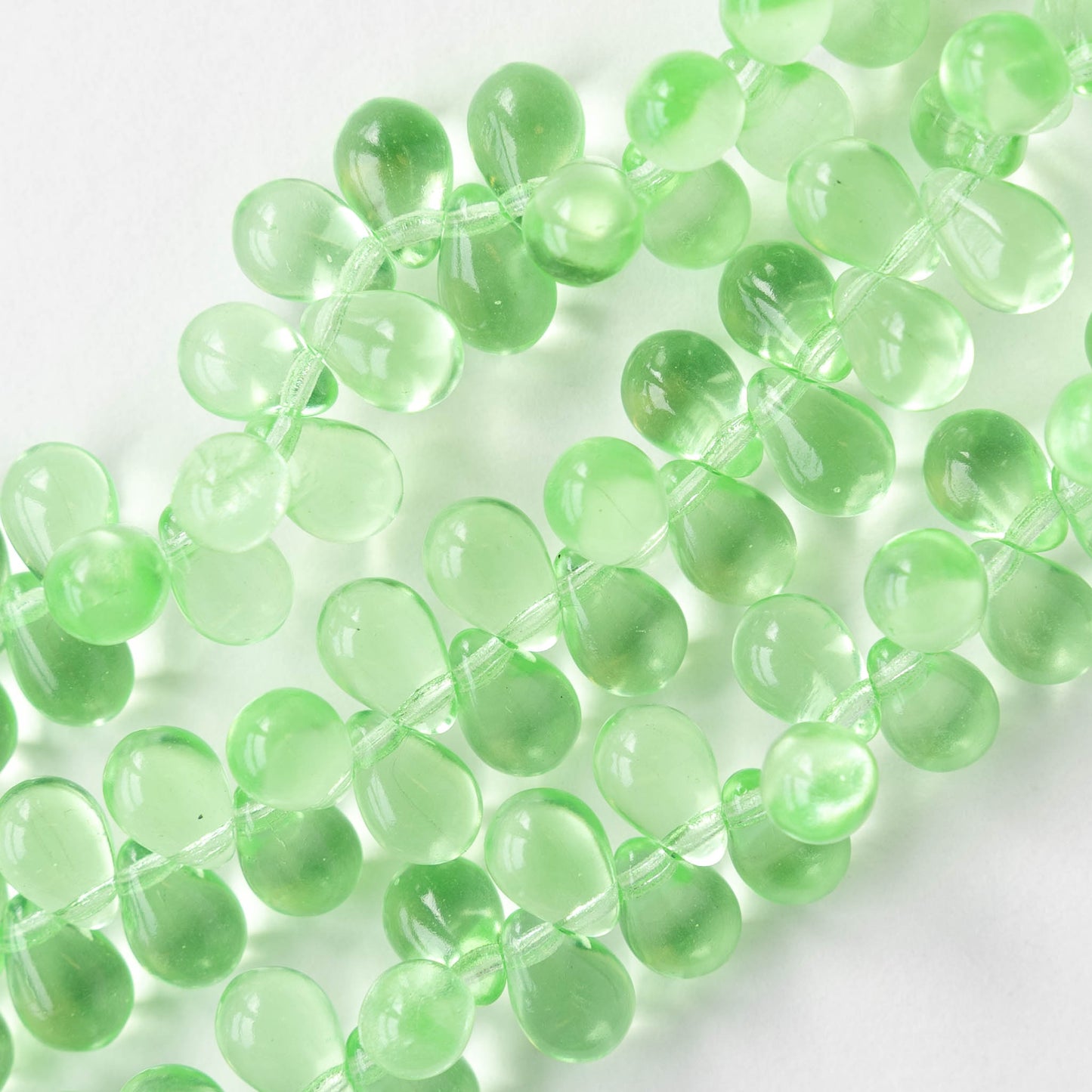 6x9mm Glass Teardrop Beads - Peridot - 30 Beads