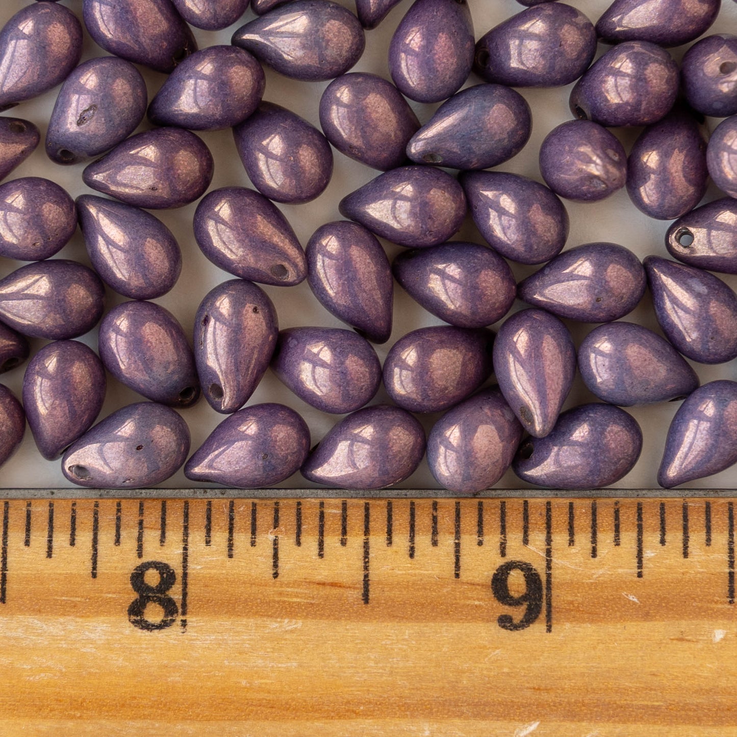 6x9mm Glass Teardrop Beads - Purple Bronze Luster - 40 Beads