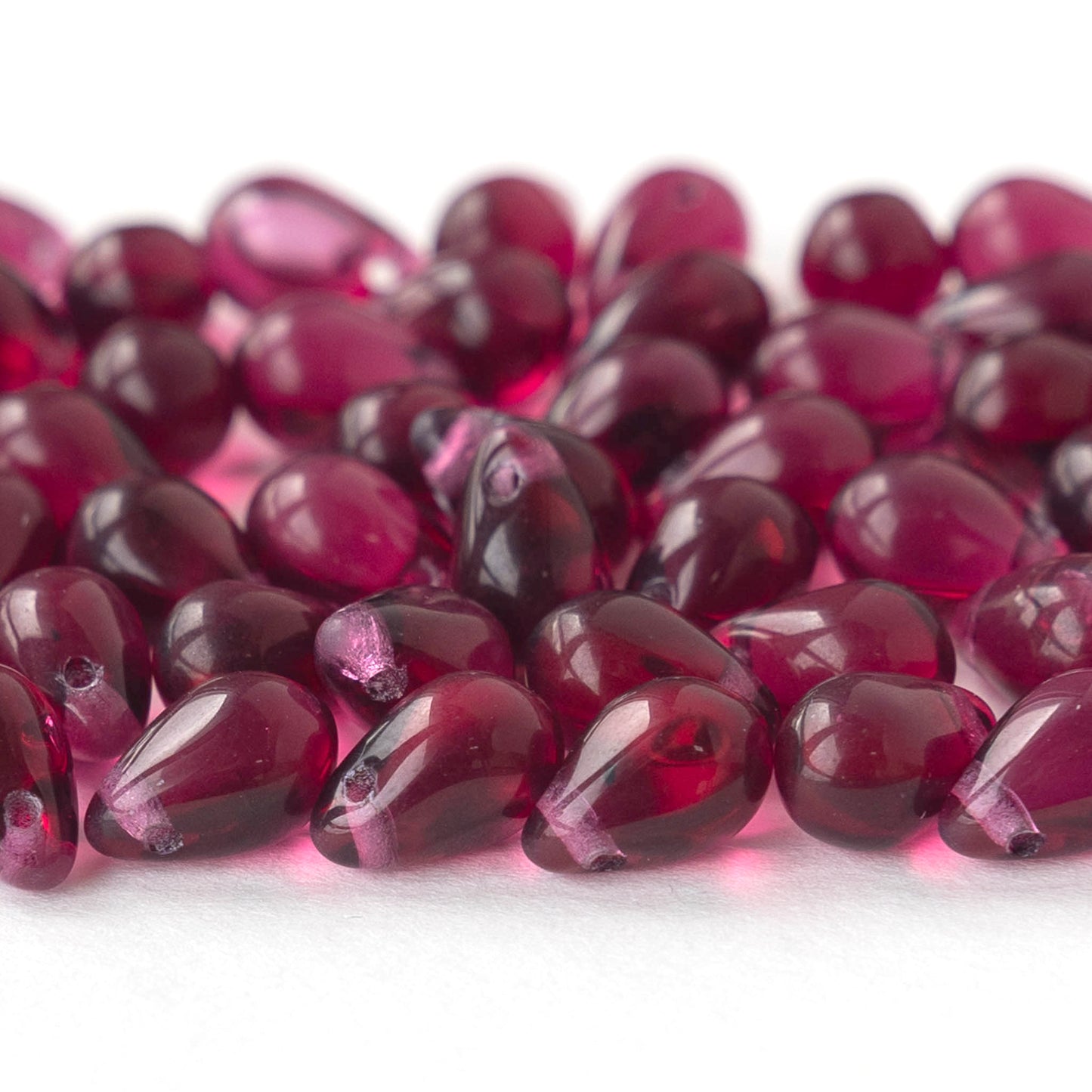 6x9mm Glass Teardrop Beads - Cranberry Red - 50 Beads