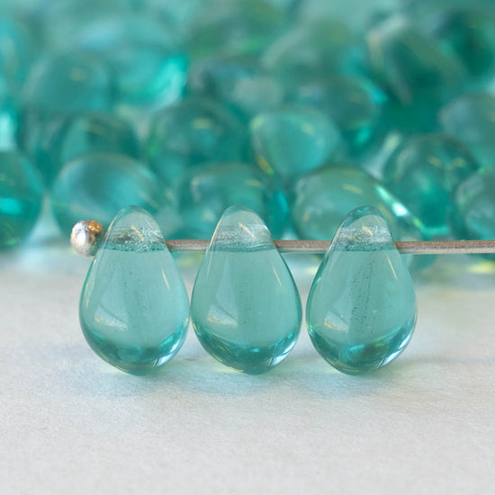 Load image into Gallery viewer, 6x9mm Glass Teardrop Beads - Seafoam - 50 Beads
