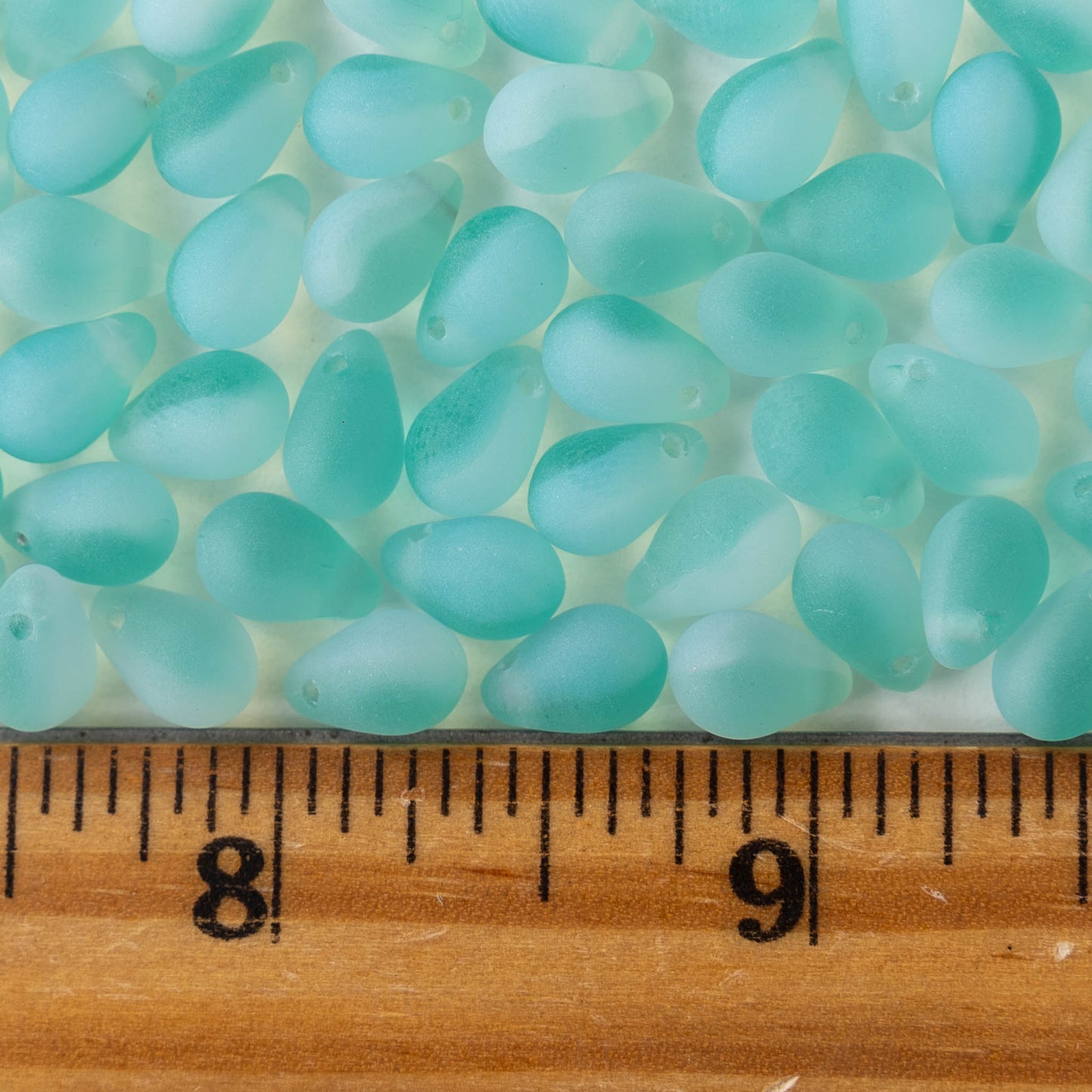 6x9mm Glass Teardrop Beads - Matte Seafoam Mix - 30 Beads