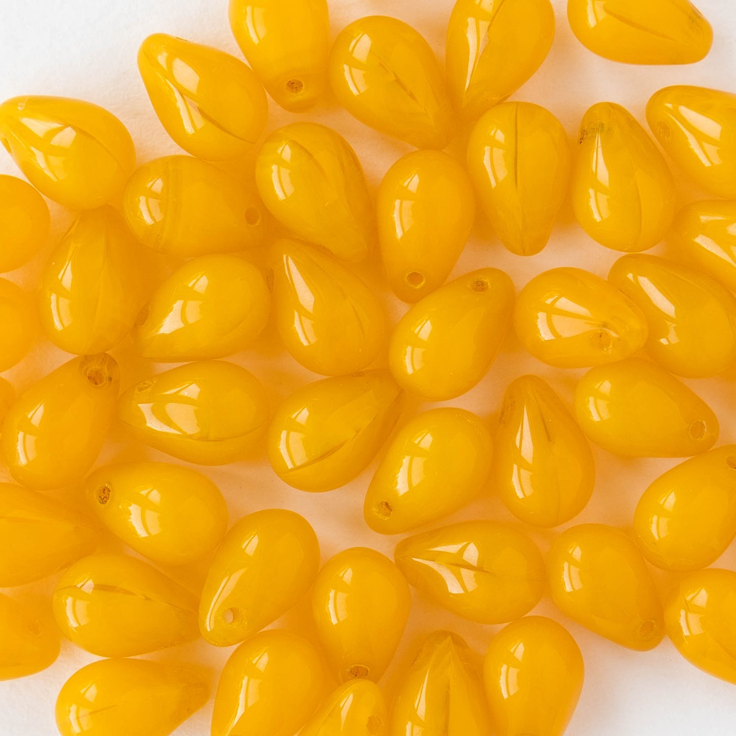 6x9mm Glass Teardrop Beads - Sunshine Yellow - 40 Beads