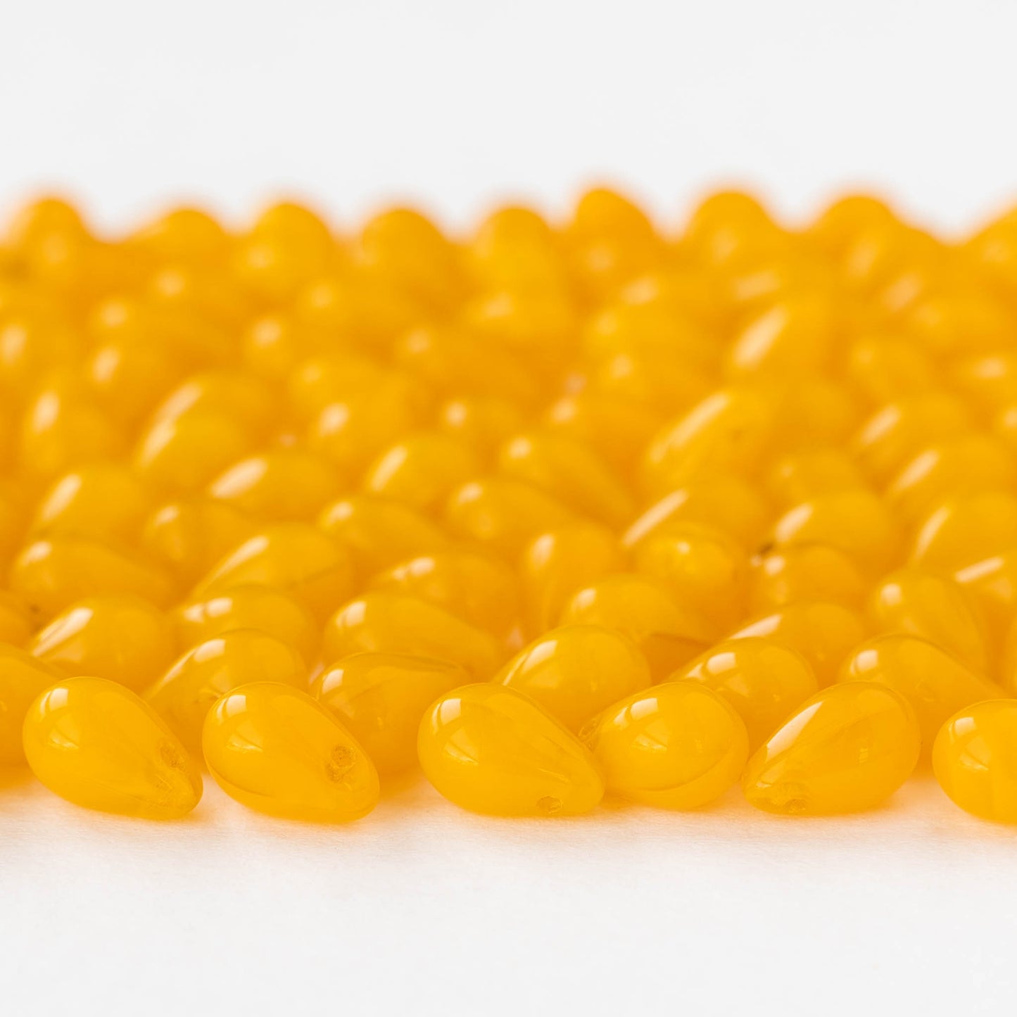 6x9mm Glass Teardrop Beads - Sunshine Yellow - 40 Beads
