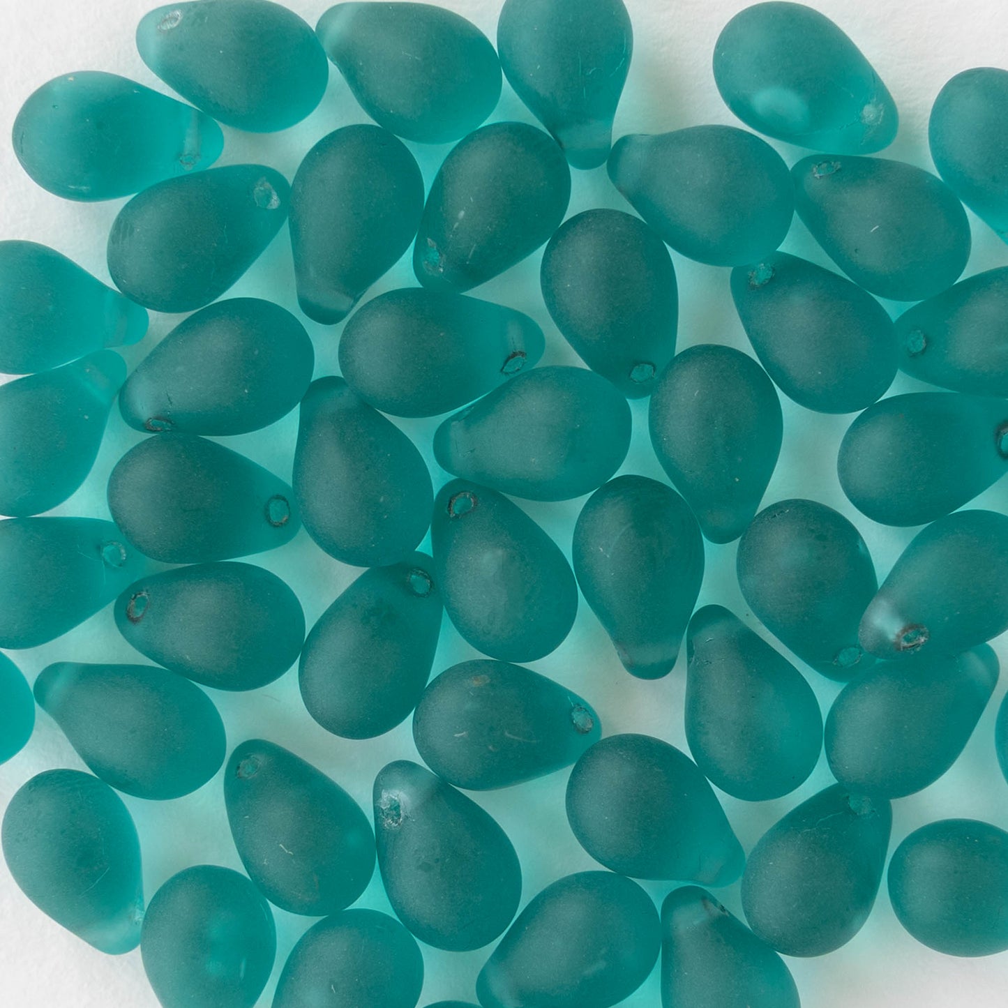 6x9mm Glass Teardrop Beads - Matte Teal - 30 or 60 beads