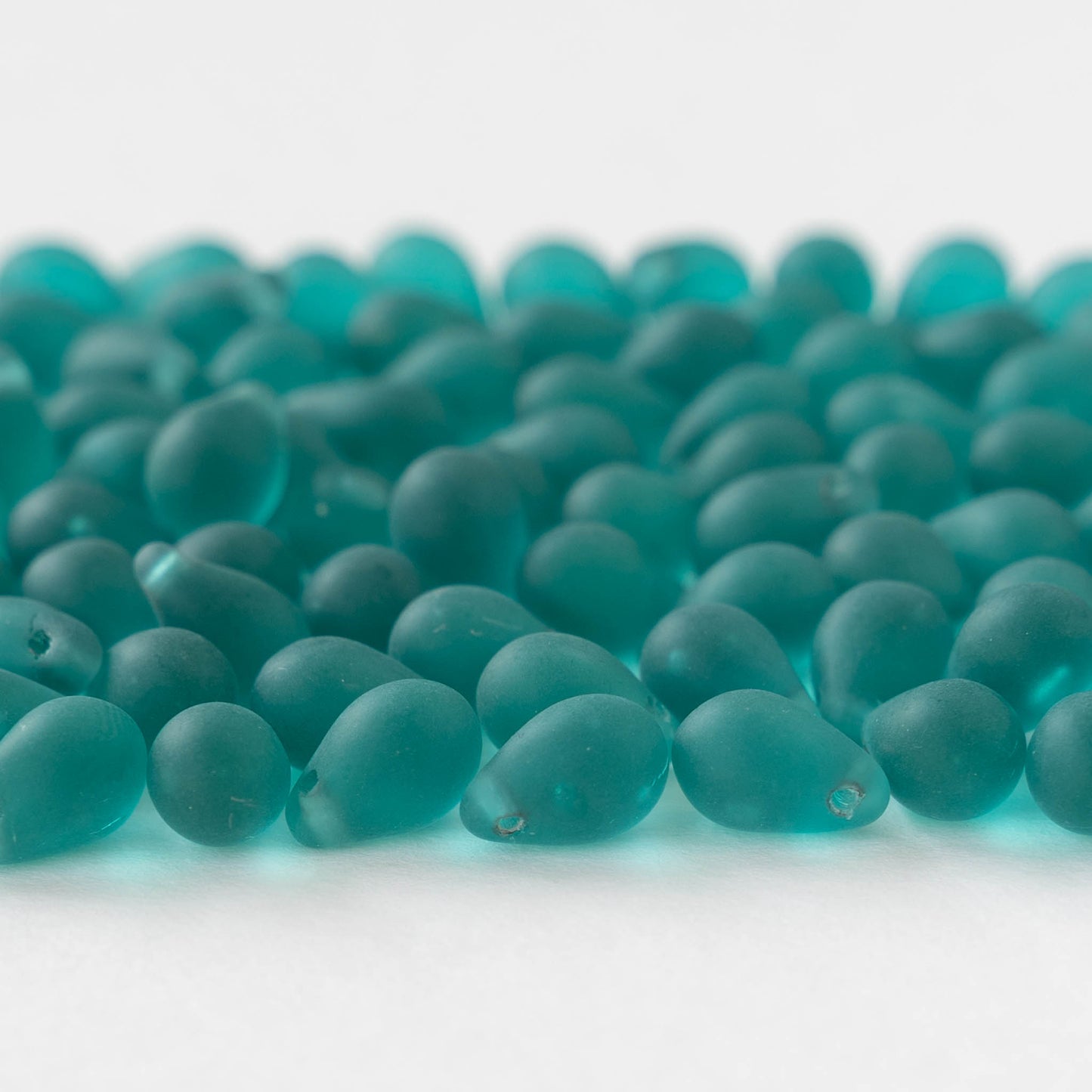 6x9mm Glass Teardrop Beads - Matte Teal - 30 or 60 beads