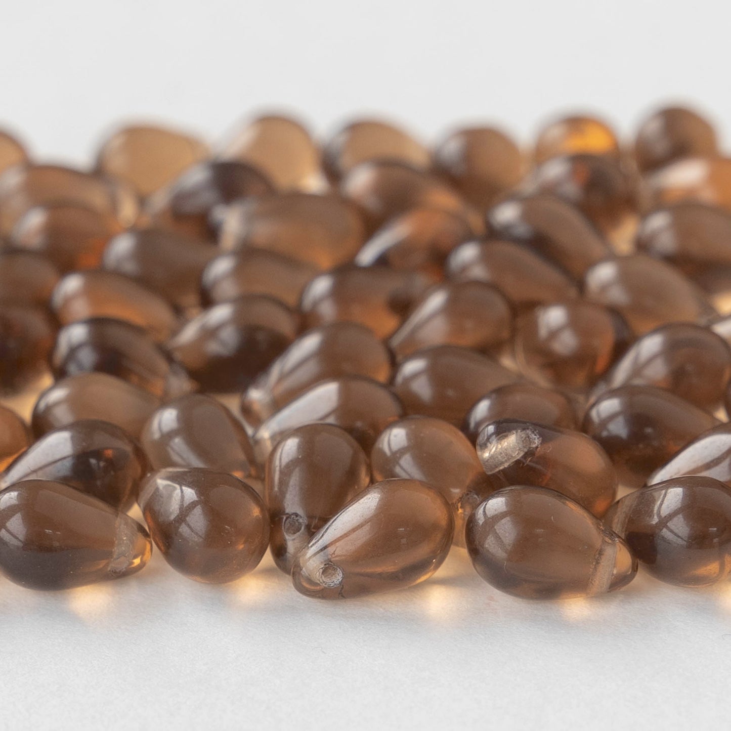 6x10mm Glass Teardrop Beads - Topaz - 60 Beads