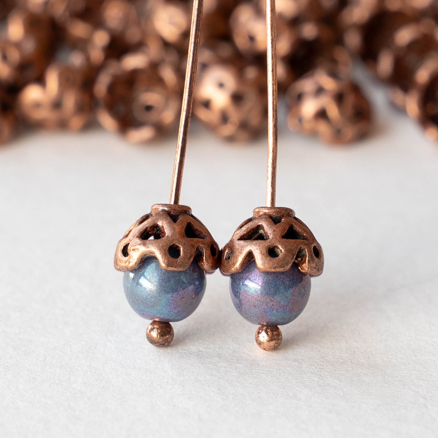 7mm Star Bead Caps - Antique Copper - 10 bead caps