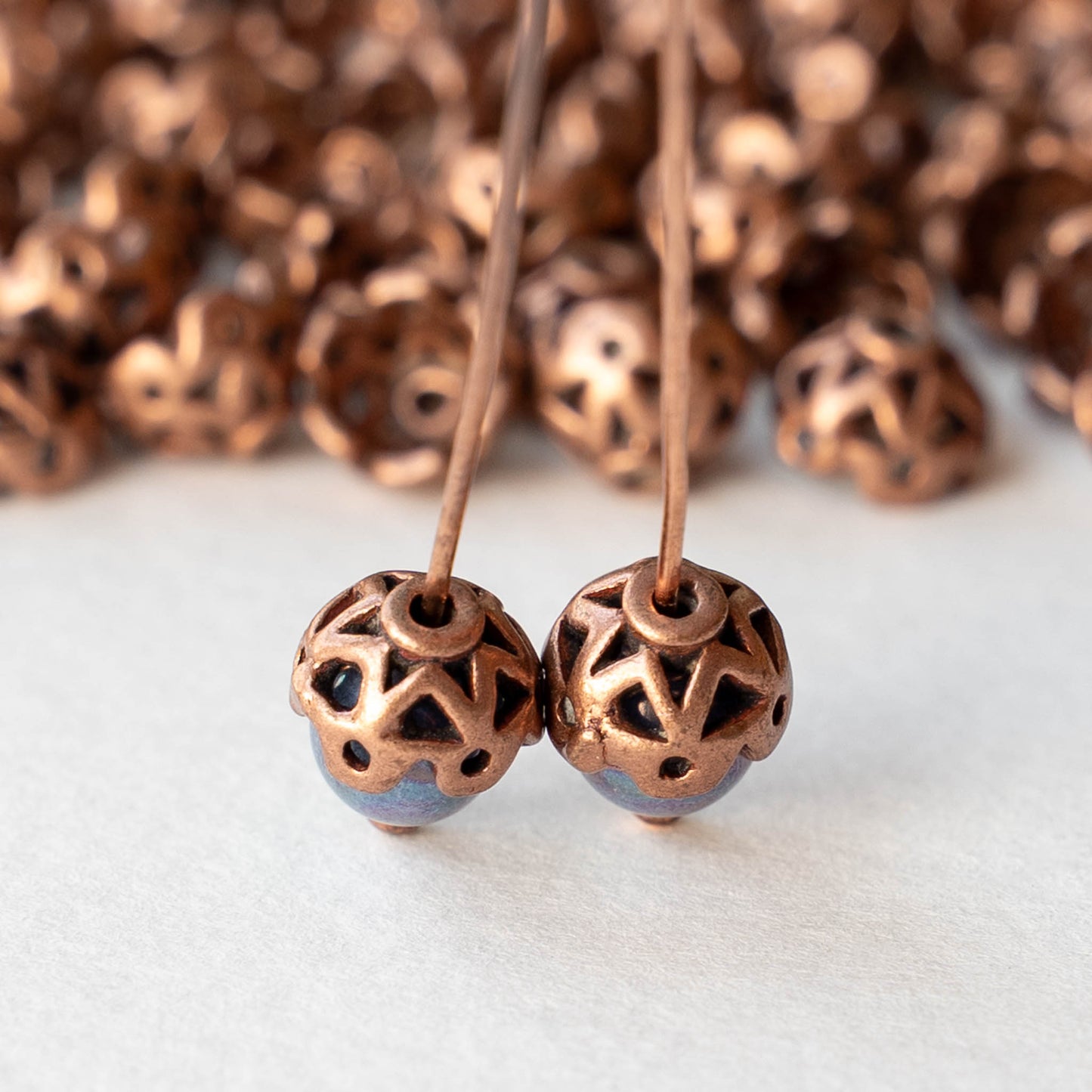 7mm Star Bead Caps - Antique Copper - 10 bead caps