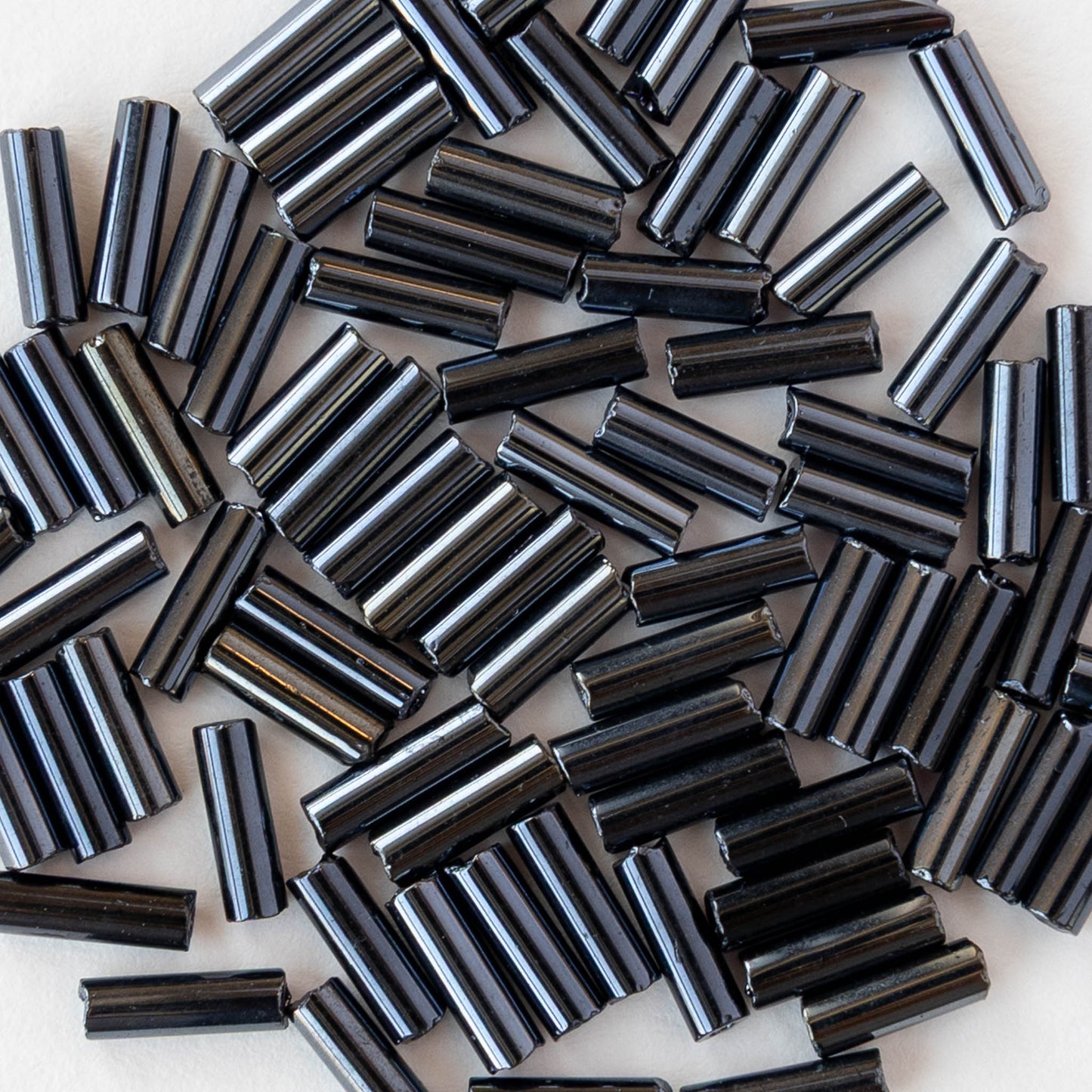 7mm Glass Bugle Beads - Sphinx Gunmetal - 24 grams ~400 beads