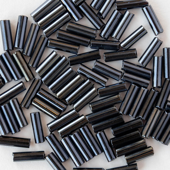 7mm Glass Bugle Beads - Sphinx Gunmetal - 24 grams ~400 beads