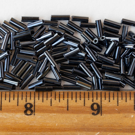 7mm Glass Bugle Beads - Sphinx Gunmetal - 24 grams ~400 beads