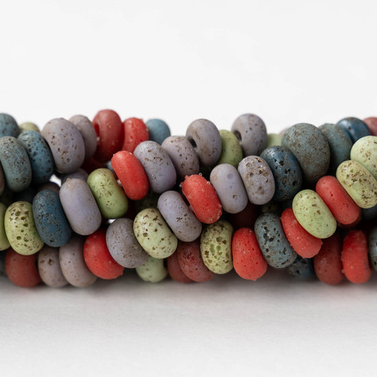 7x4mm Antique Java Donut Beads - Matte Color Mix - Whole or Half Strand