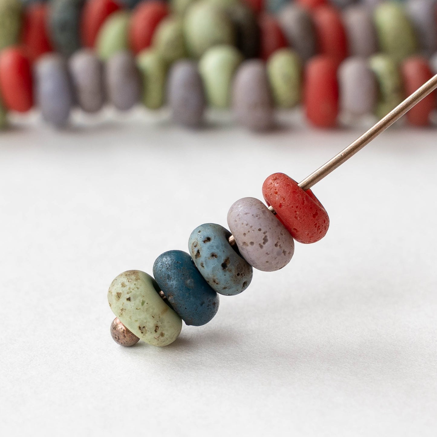 7x4mm Antique Java Donut Beads - Matte Color Mix - Whole or Half Strand