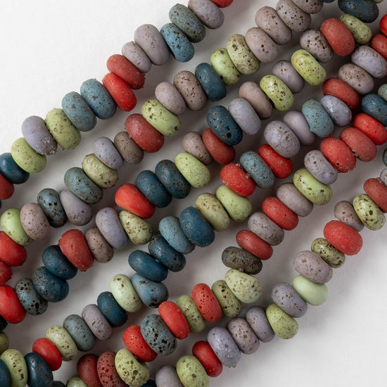 7x4mm Antique Java Donut Beads - Matte Color Mix - Whole or Half Strand