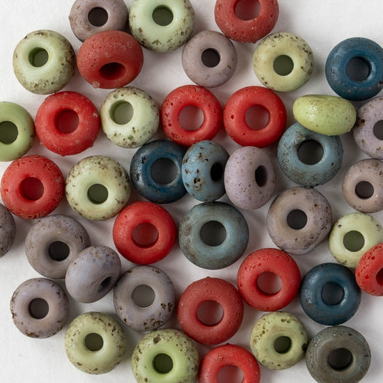7x4mm Antique Java Donut Beads - Matte Color Mix - Whole or Half Strand