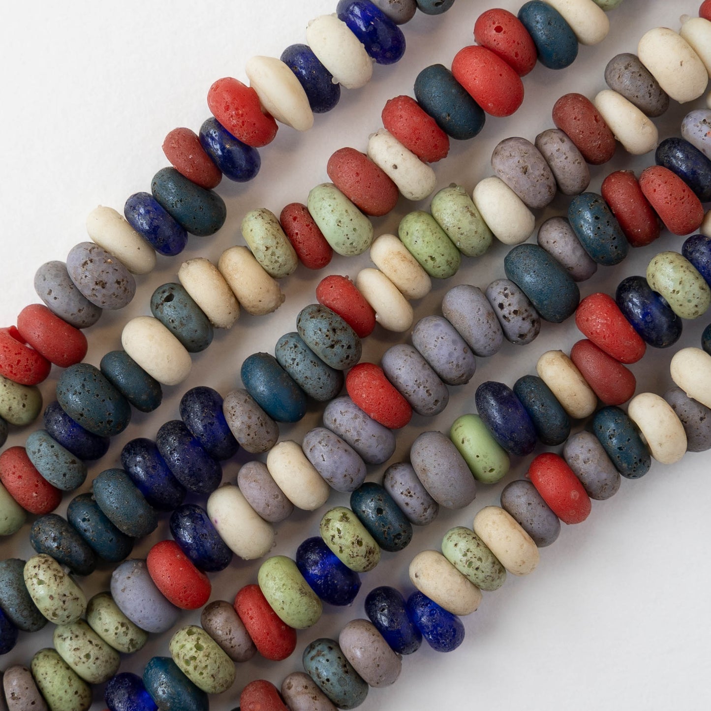 7x4mm Antique Java Donut Beads - Matte Color Mix with White - Whole or Half Strand