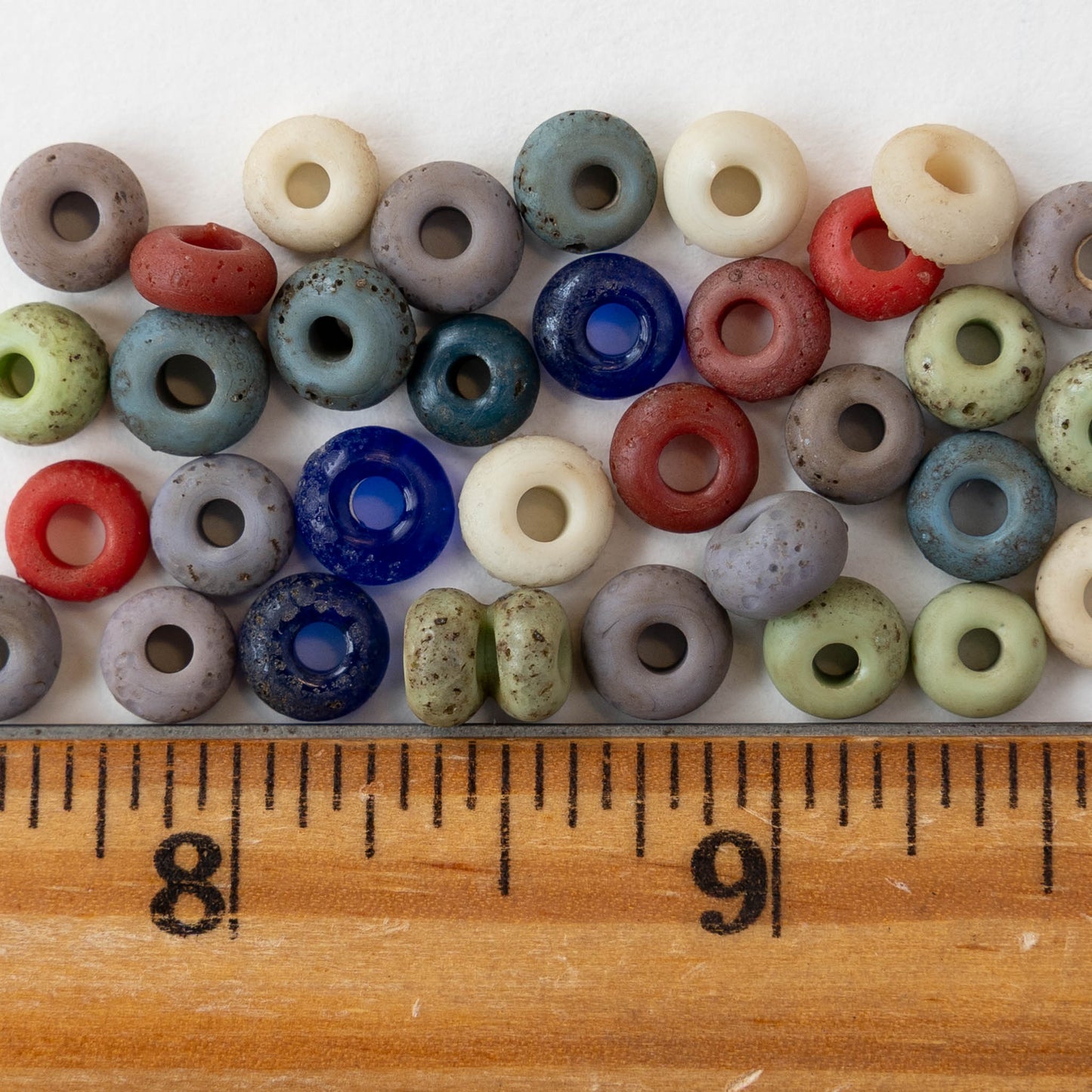 7x4mm Antique Java Donut Beads - Matte Color Mix with White - Whole or Half Strand