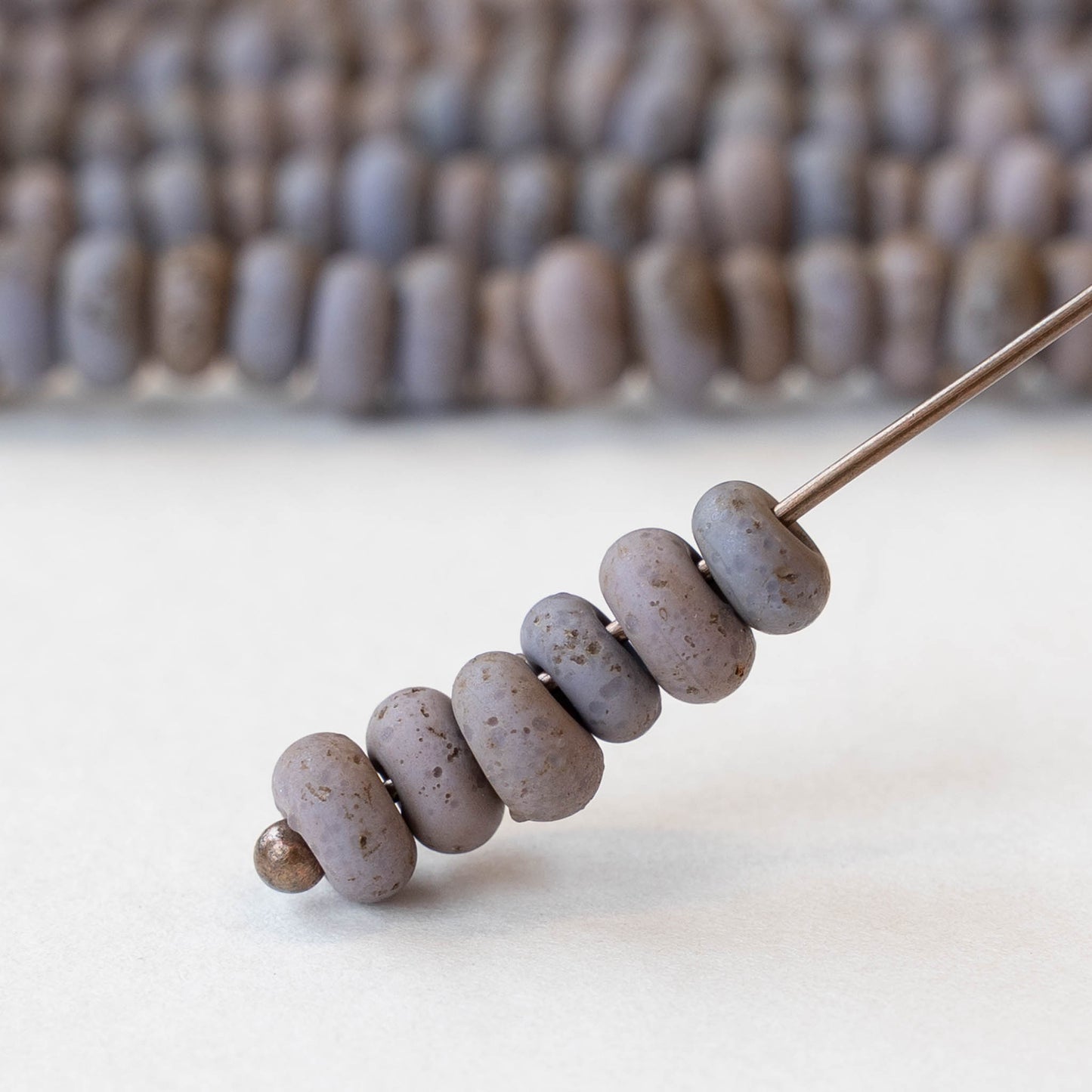 7x4mm Antique Java Donut Beads - Matte Purple - Whole or Half Strand