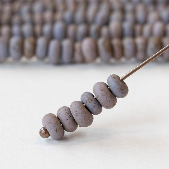 7x4mm Antique Java Donut Beads - Matte Purple - Whole or Half Strand